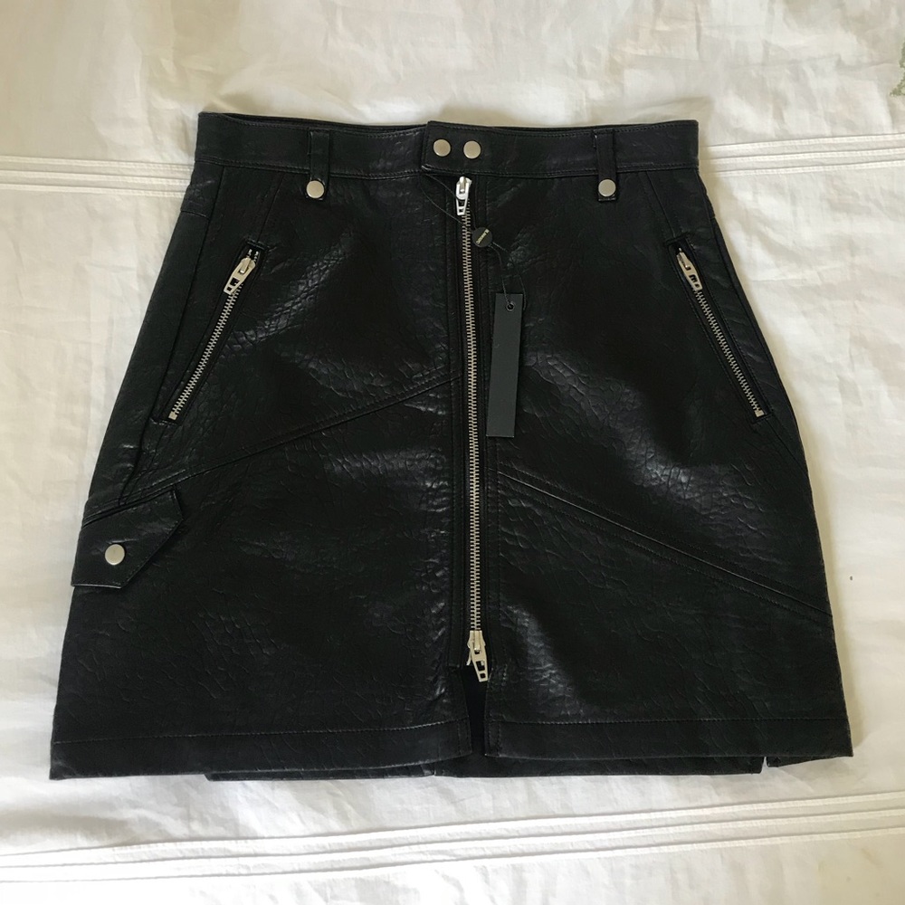 Black Croc Leather Skirt